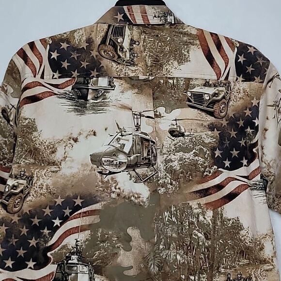 North River U.S. Military Print Button Down Shirt Size Large - Picture 7 of 9
